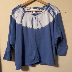 J Jill pire jill blue tie dye organic cotton drop sleeve sweatshirt Size XS